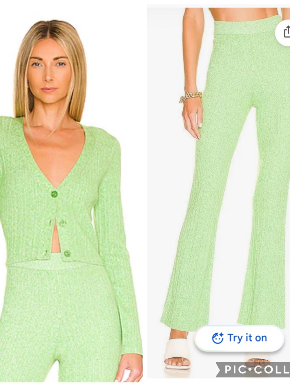 Lovers and Friends McKenna Knit Pant and Sweater Set in Marled Green